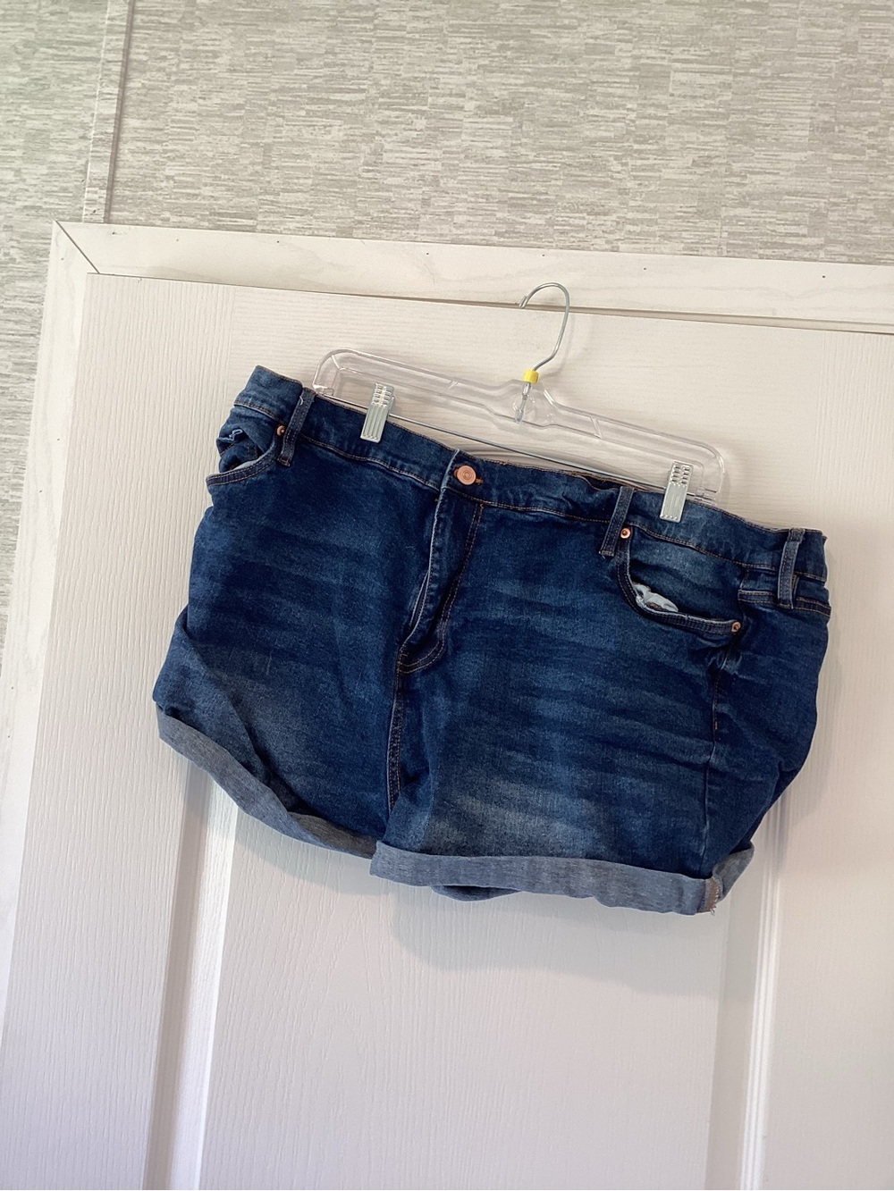 just be Dark Blue Rolled Cuff Denim Shorts 3X EUC